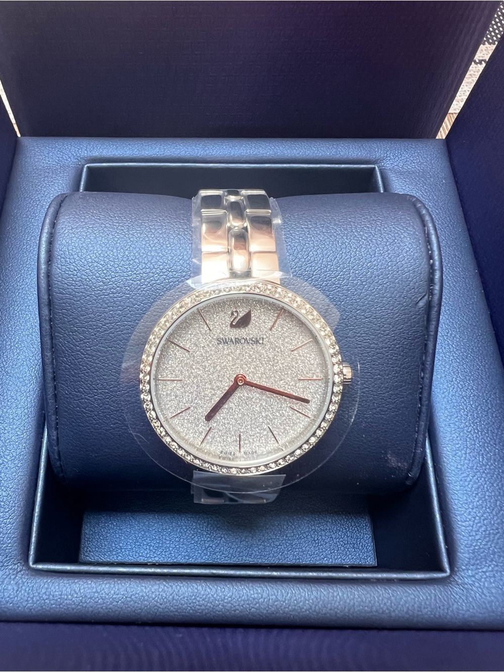 NWT Swarovski Cosmopolitan Watch 5517807 Silver Tone Crystal Bezel Swiss Made